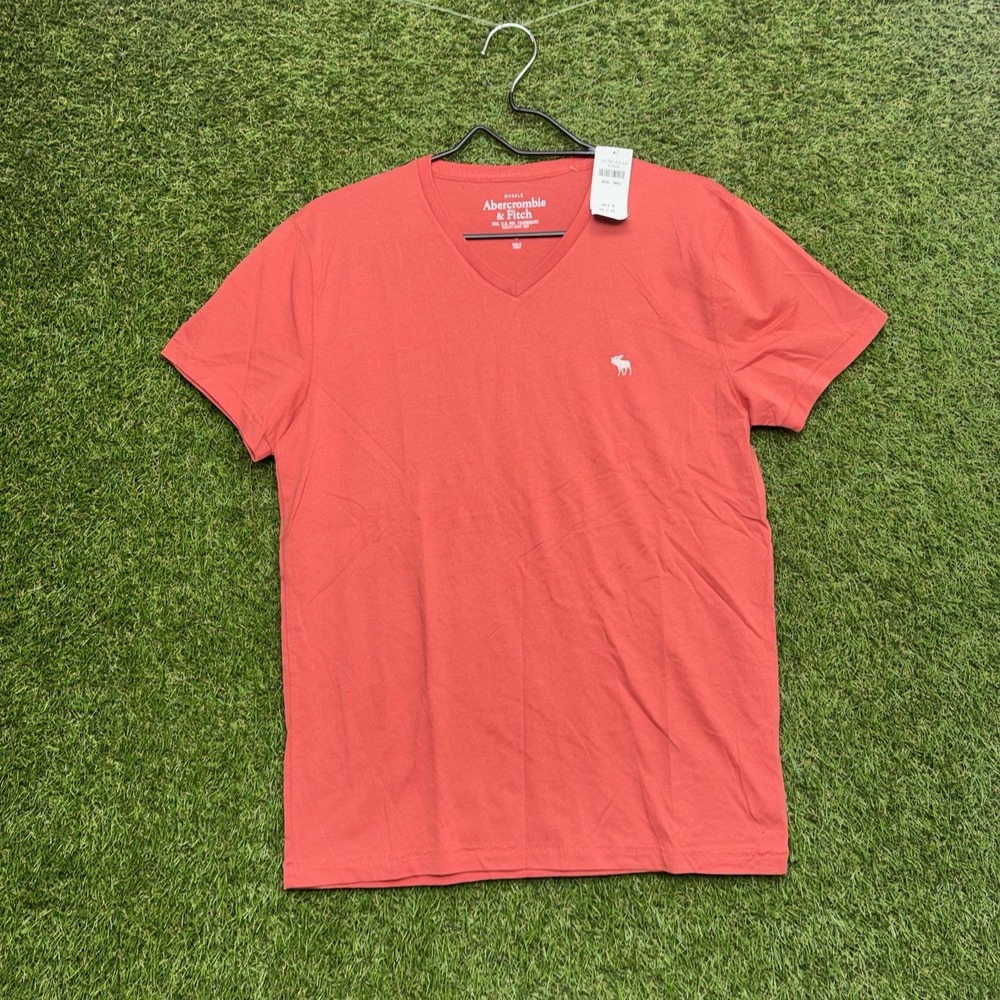 Abercrombie & Fitch Shirt Mens Small Red V-Neck Cotton Short Sleeve Muscle NWT
